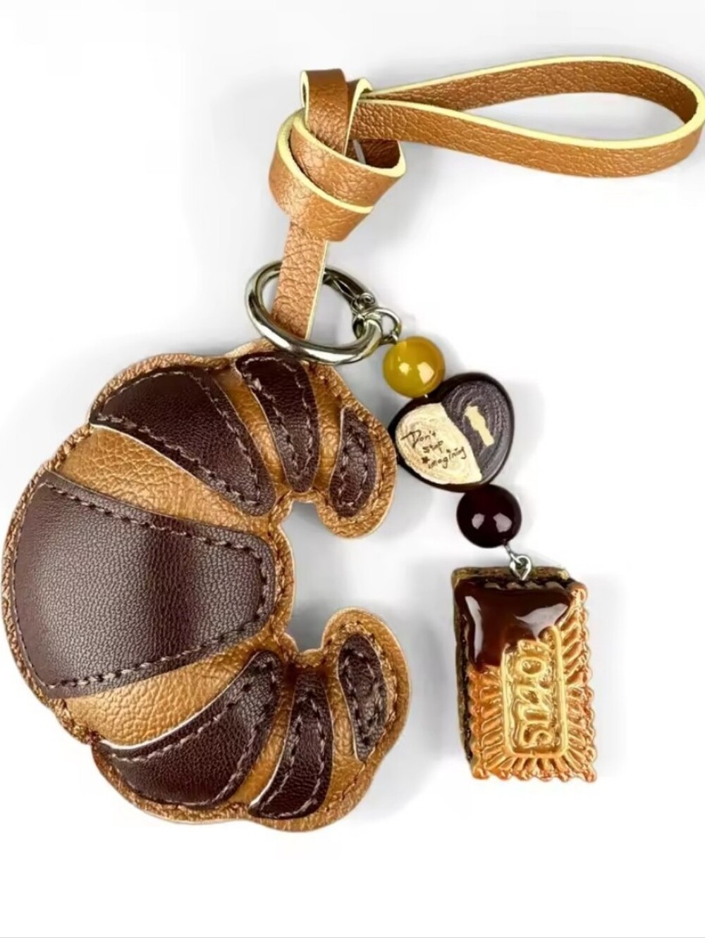New! Croissant & Biscuit Icon Purse Charm Keychain Set! #1002 NWOT